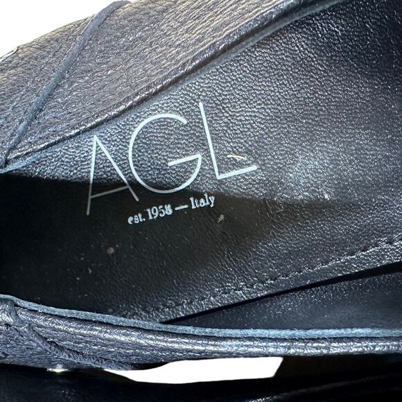 AGL NWOB Ines Studded Loafer Black Women's Size 42 (US 12) Pointed Toe Flats - Picture 7 of 9